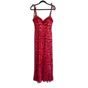 Custom Sander Witlan Designer Silk Blend Gown Red & Gold Print Dress XS